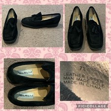 Sereta Women s Tassel Loafers Size 7.5 Black Suede Slip-On Shoes VTG 90s