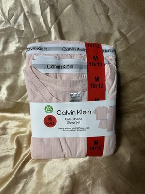 3-Piece Genuine CALVIN KLEIN Sleep Set Crystal-Pink size MEDIUM 10-12 Pajamas
