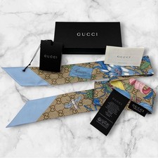 GUCCI Flora GG logo silk scarf with tag and box