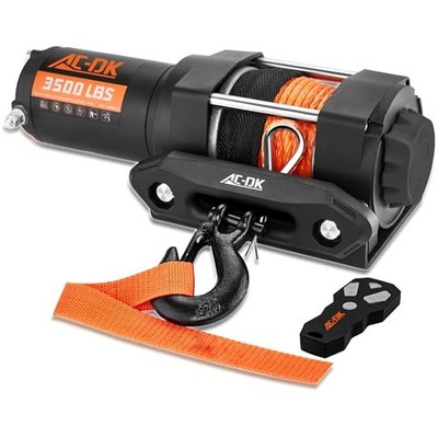  3500 lb ATV/UTV Winch Synthetic Rope Kits, 12V Winch with 3500lb 3500lb Orange