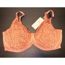 New Lacsper Brick Red Floral Lace Full Coverage Underwire Bra 42I