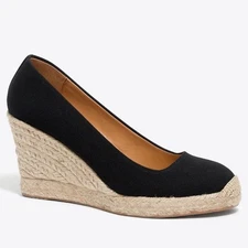 J. Crew Seville Espadrille Wedge Heel - Black / Jute | Size 10