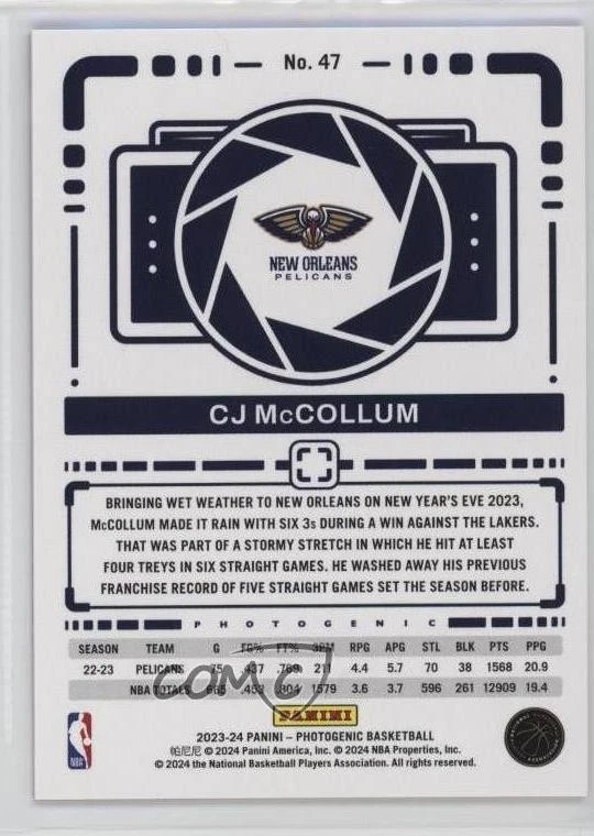 2023-24 Panini Photogenic Maze /25 CJ McCollum #47 - Image 2 of 2