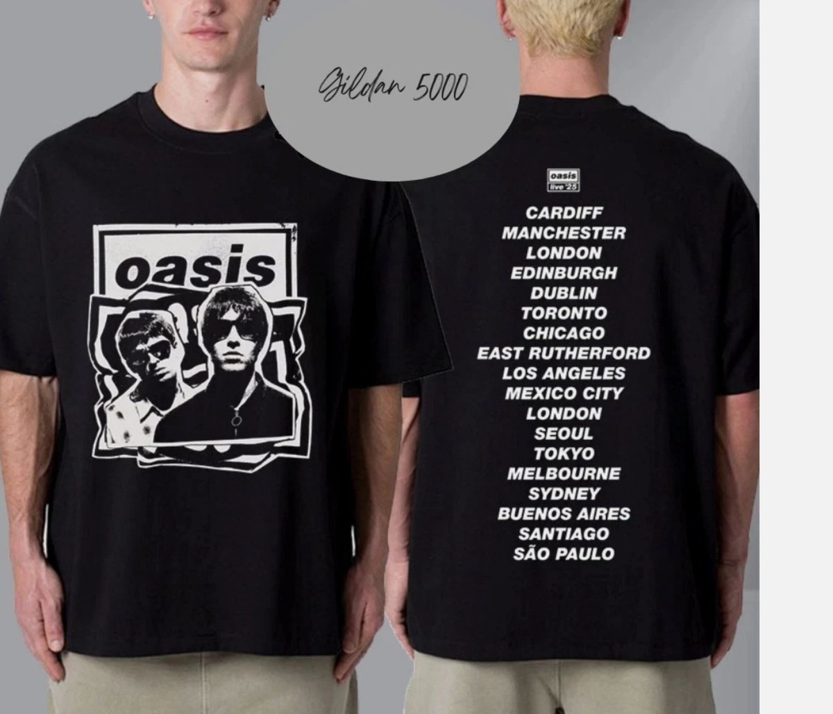 Oasis Live 25 World Tour Live '25 Cut Out Photo Cities Tour Unisex