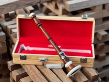 Rosewood Brown Bombard Chanter Musical Instrument comes with 2 Reeds  Hard Case