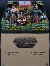 2015 MOTU Snake Armor He-Man Battle Armor King Hssss MOTUC Classics 2 Pack New