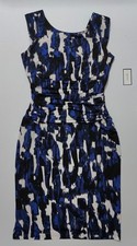 Nine West Women's Navy/Black/White Lined Dress Size 6