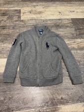 Polo Ralph Lauren Gray Sweater w Large Blue Horse Kids Size 6
