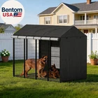 Covered Dog Kennel Outdoor, 4.2'Dx4.3'Wx4.5'H Cages Black Full Coverage with Tra