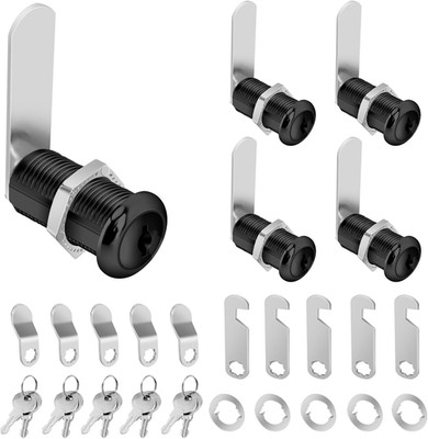 1-3/8'' Cabinet Cam Lock Keyed Alike 5PCS Black Cabinet Locks with Keys Secure Fi
