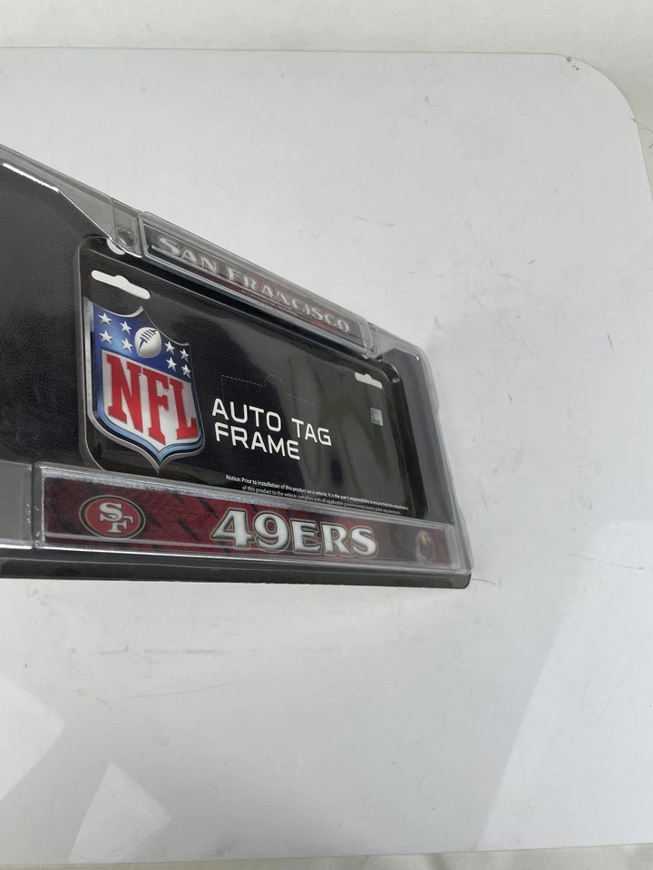 2 NFL San Francisco 49ers carro SUV caminhão cromado placa de licença de metal tampa quadro - Imagem 3 de 4