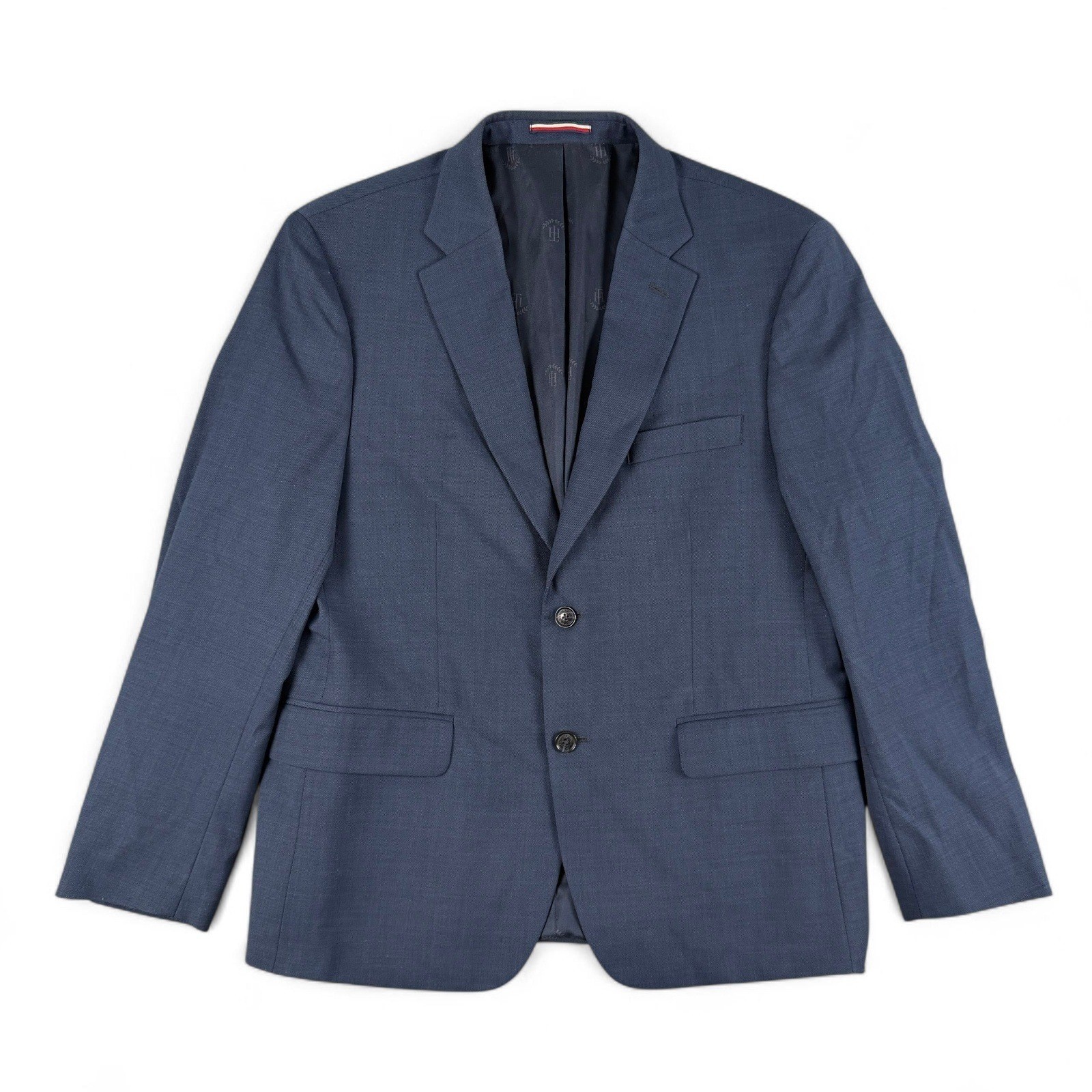 Tommy Hilfiger Blazer Mens 42S Navy Blue Wool Blend Two Button Lined Suit Jacket image 2