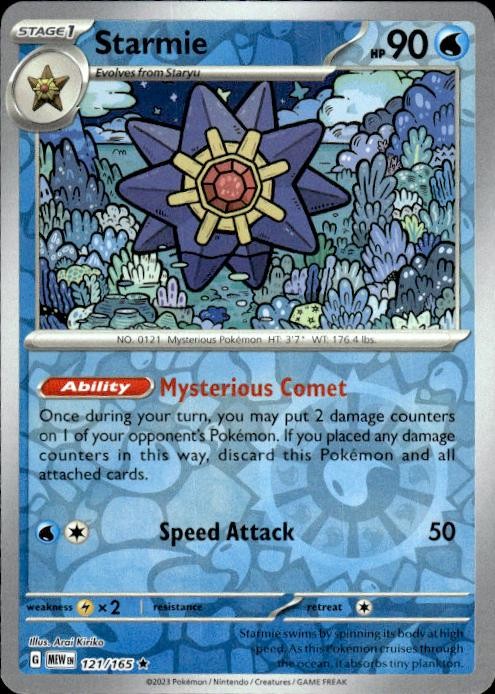 Pokemon Reverse Holo Starmie Holo SV: Scarlet & Violet 151 121/165 NM