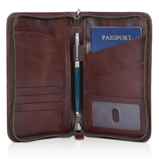 Polare Full Grain Leather Passport Holder With YKK Zipper RFID Blocking Trave...