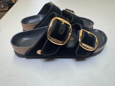 Birkenstock Arizona Big Buckle Black Velvet Gold Women's Sandals EU 36 UK 3.5