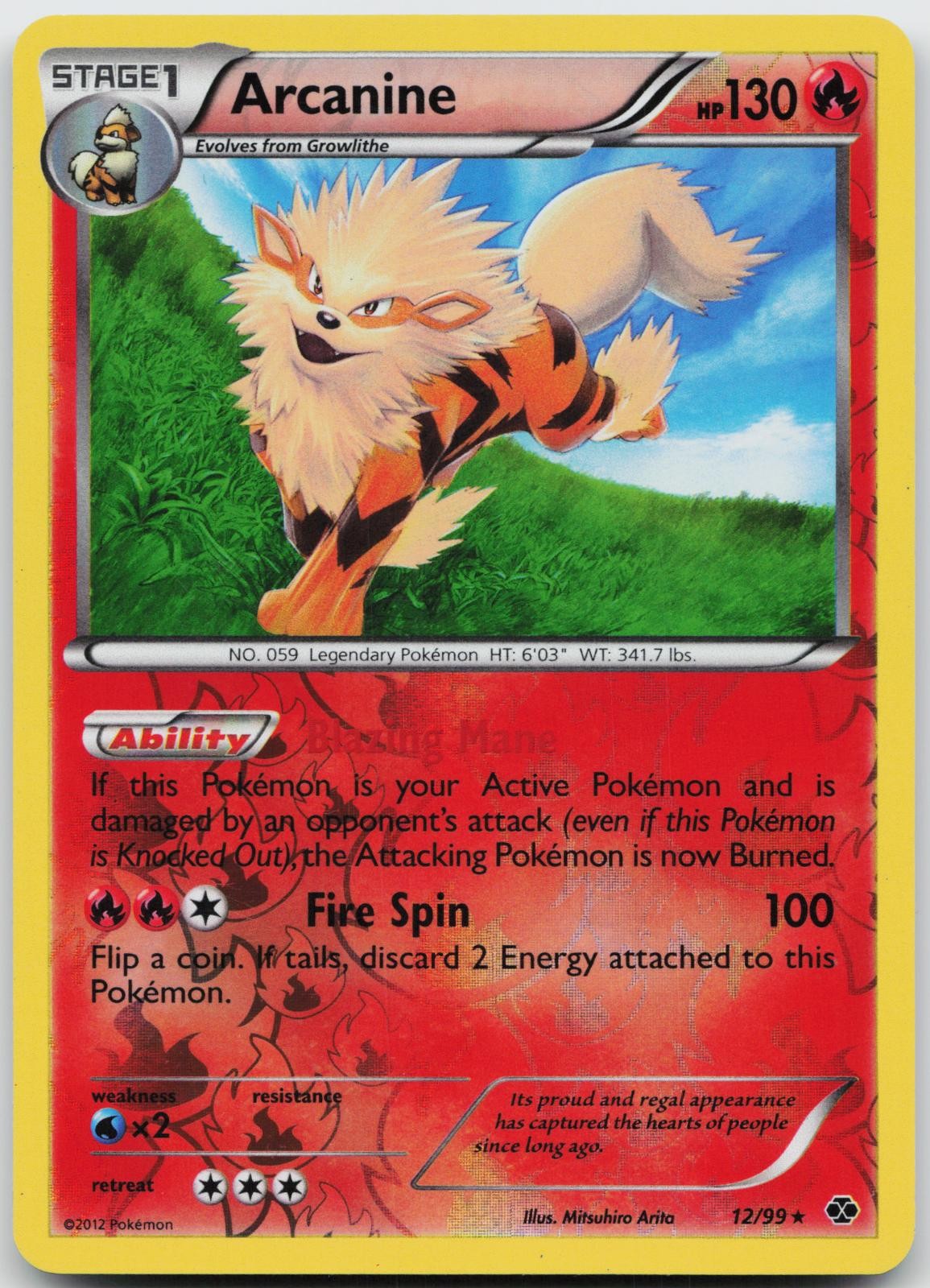 Arcanine 12/99 Rare Next Destinies Pokemon Reverse Holo Near Mint