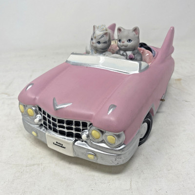 Vintage Schmid Kitty Cucumber ''Just Married'' Pink Car Music Box - Plays ''Thank H