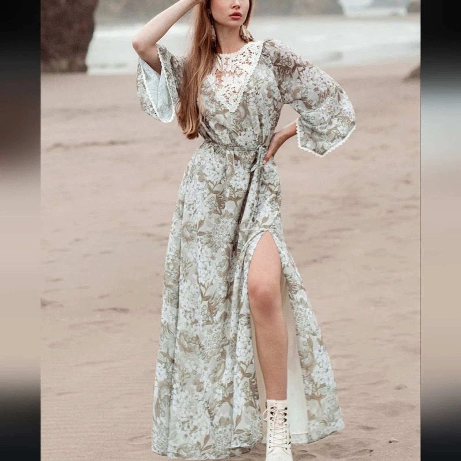 OFF WHITE Abito sunnita in ortensia neutra (verde salvia e bianco sporco) taglia SMALL