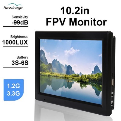 Hawkeye 1.2G/3.3G FPV Monitor Little Pilot Captain X 10.2'' 1000LUX 16:9 w/ DVR
