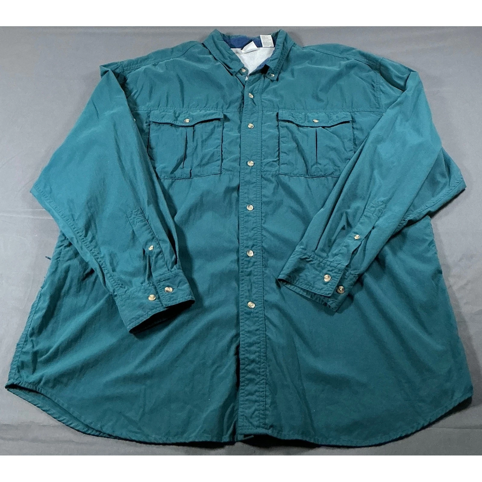 The North Face Mens XL Supplex Nylon Hiking Shirt Teal Green Coolmax Ventilated