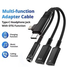 3 in 1 Type-C USB C to 3.5mm AUX Audio Headphone Jack Adapter Charger Cable New