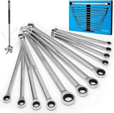 12+1 Extra Long Ratchet Wrench Set 8-22mm Double Box End Metric with Pickup Tool