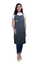 Denim Apron Blue  Large Zipper  8 open top pocket