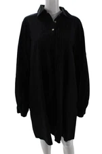 Mille Resort & Travel Women Shirt Dress Black Collared Cotton Size L