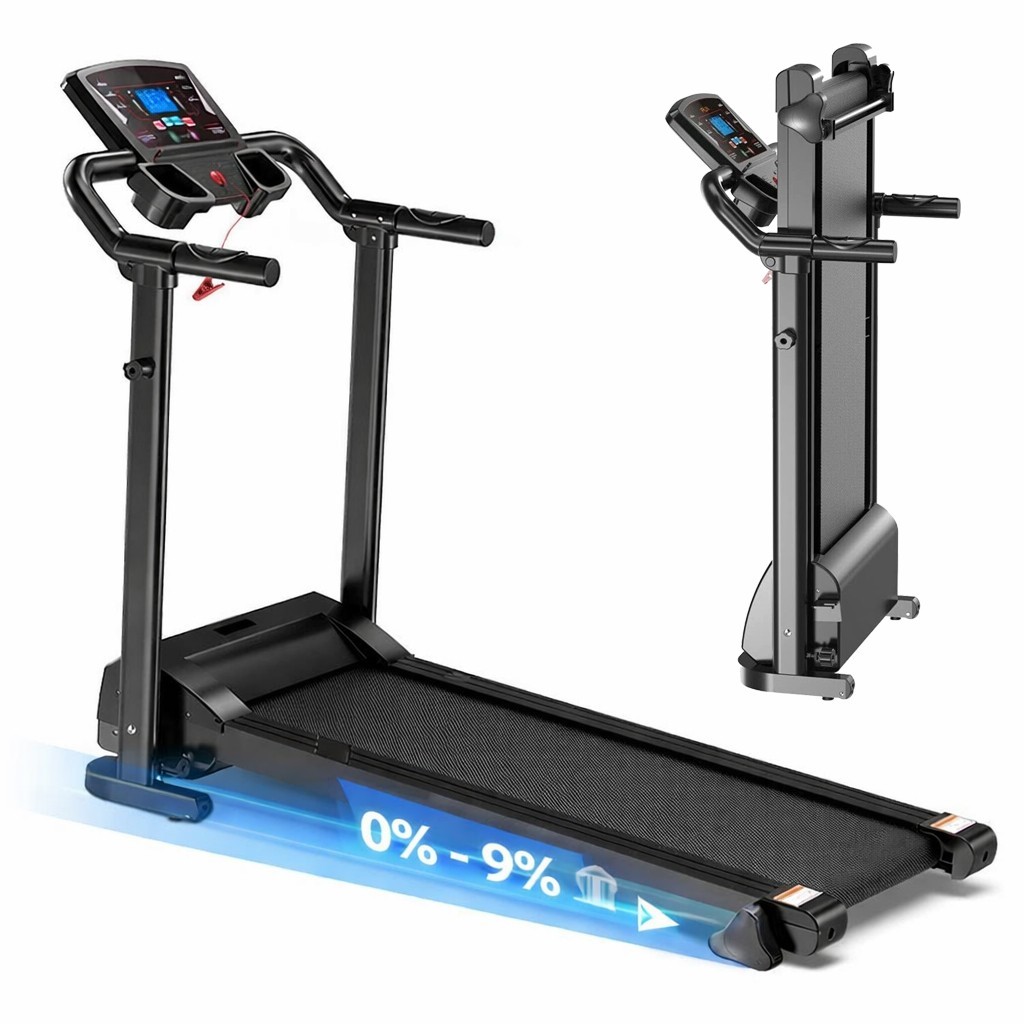 Foldable Electric Treadmill with Handgrip Sensors