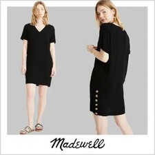 Madewell Side-Button Easy Mini Dress | Black | Women's Sz. XS Feminine Romantic