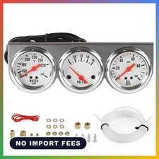 2" 52 mm Triple Gauge Set, Oil Pressure Gauge, Water Temperature Gauge, Voltmete