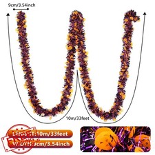 Halloween Garland 33FT Glitter Tinsel Pumpkin, Burnt Orange Black Purple