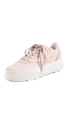 Reebok Women's Club C Double Geo Sneakers, Soft Ecru/Chalk, White, Pink, 9.5