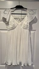 Lulus Small Amalfi Coast White Pleated Flutter Sleeve Mini Dress - New With Tags