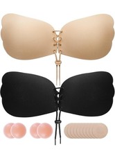 Stick On Bra Push Up 2pairs Invisible Adhesive, Backless Strapless Sticky Cup D