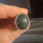 Vintage Size 7 Large 925 Sterling Silver Blue Apatite Gemstone Ring 9 Grams