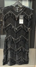 Zara Velvet & Sequin Black Party Dress. Size S. BNWT