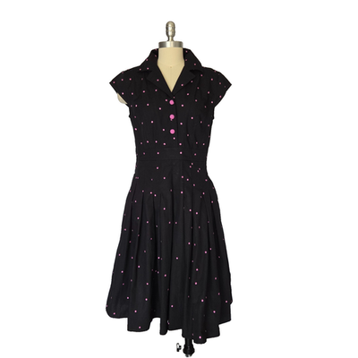 eShakti Vintage 50s Style Fit & Flare Dress Size M 8 New Black Polka Dot  Pin Up | eBay