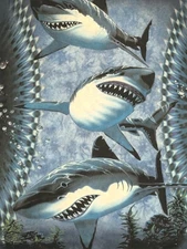 The Mountain T Shirt Men's Blue Sharks Shark XL Leather Tag #1043 NWOT