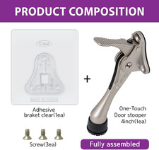 Door Stopper with Adhesive Bracket Stickers, No Drilling or Tools Needed, Ava...