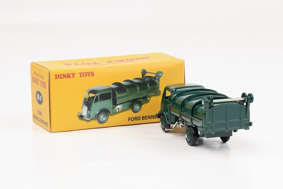 Dinky Toys Atlas Ford Benne Da Rifiuti Camion Verde 25 V Repro - Immagine 4 di 4