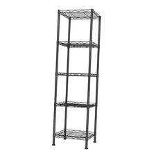  Storage Shelves, 5-Wire Shelving, Metal Shelving Unit 12"W x 12"D x 46"H Black