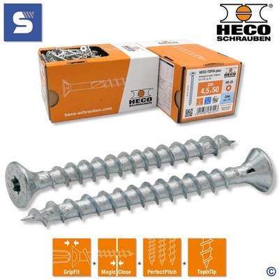 HECO TOPIX-Plus OSB Platten Verlegeschrauben Torx 4,5x40-80mm Zusammenzieheffekt