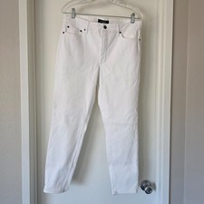 Lauren Ralph Lauren Women White Jeans Premier Skinny Ankle Size 12 Cotton Blend