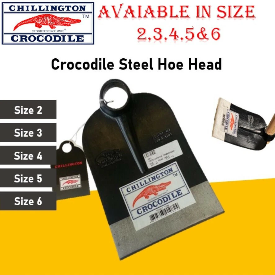5 SIZE Chillington Crocodile Cast Steel Hoe Head Garden Tool Made in England