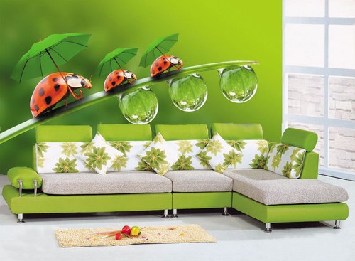 Ladybugs Green Umbrella Rainy 3D Full Wall Mural Photo Wallpaper Home Decal Deco - Picture 2 of 15