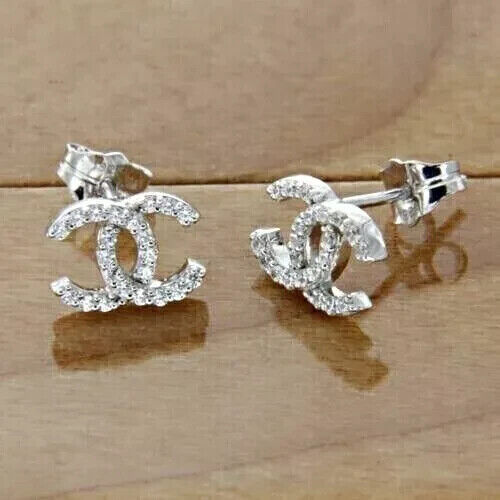 2Ct Round Cut Lab Created Diamond Beauty Stud Earrings 14K White Gold Plated - Picture 1 of 4