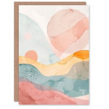 Greeting Card Abstract Yorkshire Dales Park Sunset Watercolour Blank Birthday
