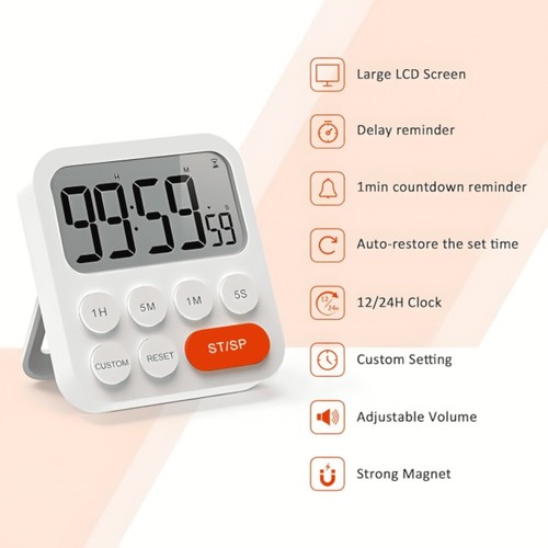 Küchentimer Countdown Magnethalterung Count-Up Stoppuhr großes Display digital - Bild 3 von 18
