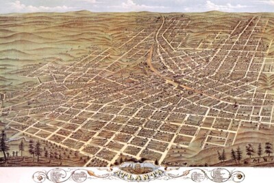 1871 BIRDS EYE VIEW MAP ATLANTA GEORGIA USA POSTER REPRODUCTION